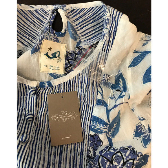 Anthropologie Mermaid Sea Holly Floral Tunic Top - Size Medium - New with Tag - Picture 8 of 11